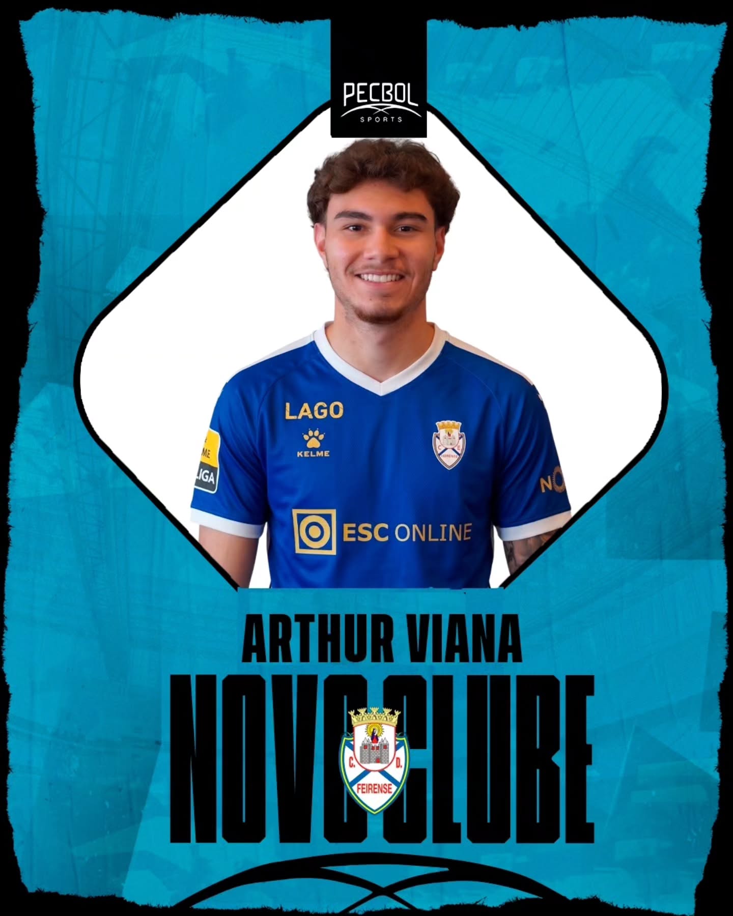 NOVO CLUBE!! Nosso atleta @arthurviana_004 agora é @cdfeirensesad . O atacante acertou com o clube português até 2028. Estivemos presentes na assinatura do contrato e neste novo início no futebol português! Agradecemos ao @j.a.sports pelo apoio e ao @pbp75 pela parceria de longa data. Sucesso Arthur! Vamos juntos! 🔵⚪🇵🇹 . . #pecbolsports